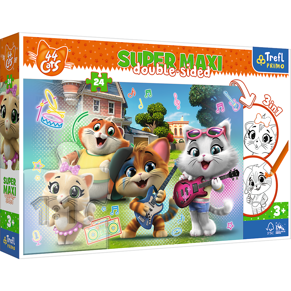 Puzzle 24 SUPER MAXI Radosne koty Rainbow 44 cats 41011