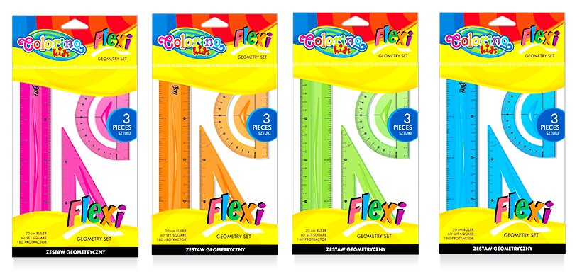 Zestaw geometryczny flexi 15 cm 3 elementowy 4 kolory Colorino Kids