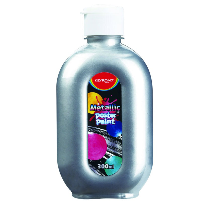 Farba plakatowa 300ml KEYROAD metaliczna srebrna