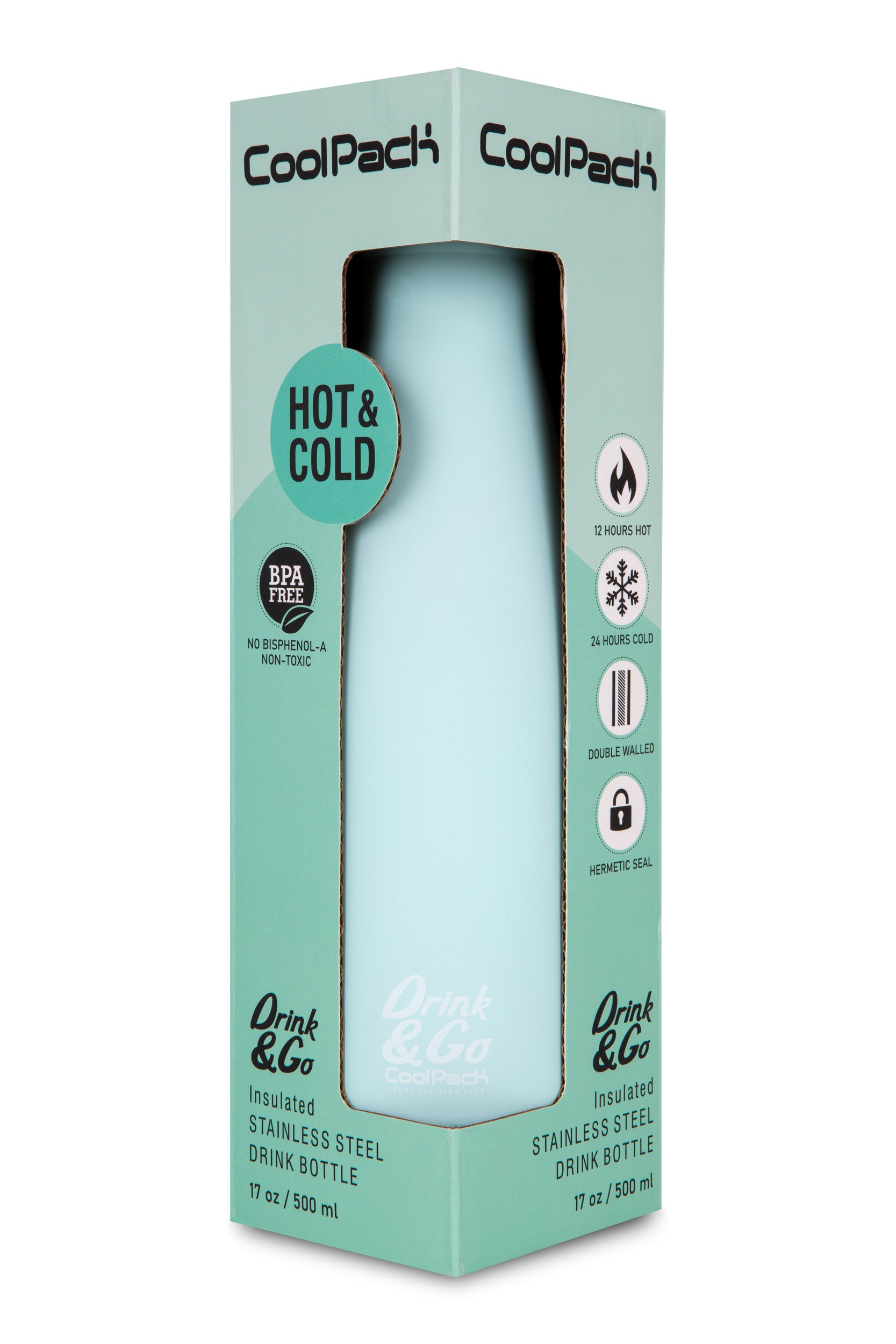 Bidon metalowy 500ml Coolpack termo bottle pastel powder  mint