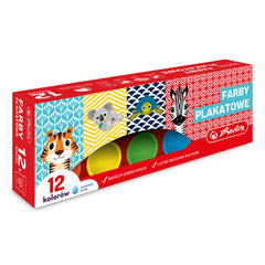 Farby plakatowe cute animals 20ml 12 kolorów