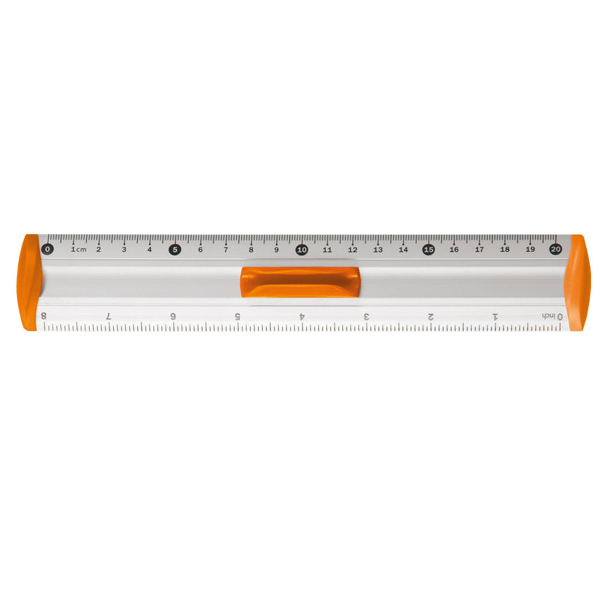 Linijka aluminiowa Tetis 20 cm uchwyt pomarańczowy