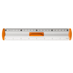 Linijka aluminiowa Tetis 20 cm uchwyt pomarańczowy