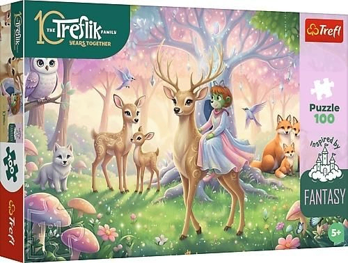 Puzzle 100 Inspired By Fantasy Zwierzęta z magicznego lasu Rodzina Treflików 16577