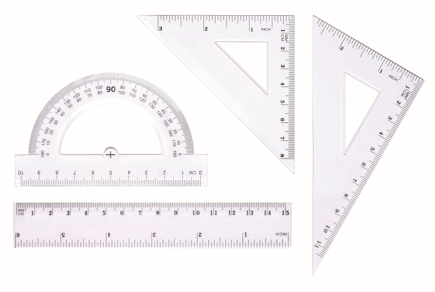 Zestaw geometryczny z linijką Tetis 15 cm
