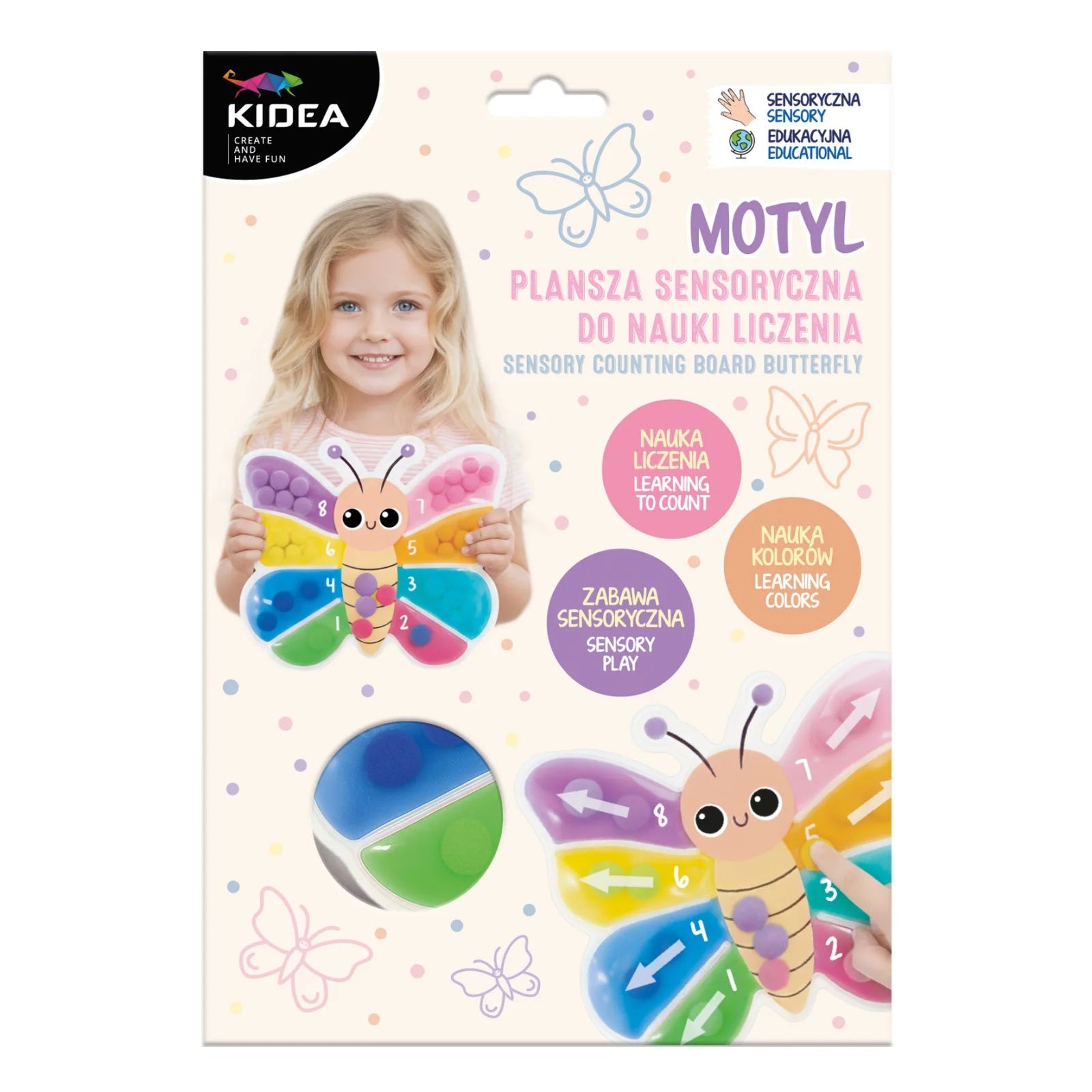 Plansza sensoryczna do nauki liczenia Motyl Kidea