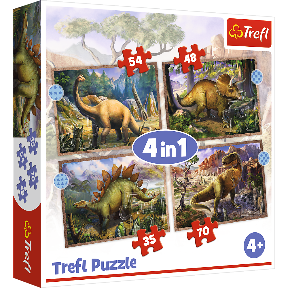 Puzzle 4w1 (35,48,54,70) Ciekawe Dinozaury 34383