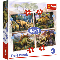 Puzzle 4w1 (35,48,54,70) Ciekawe Dinozaury 34383