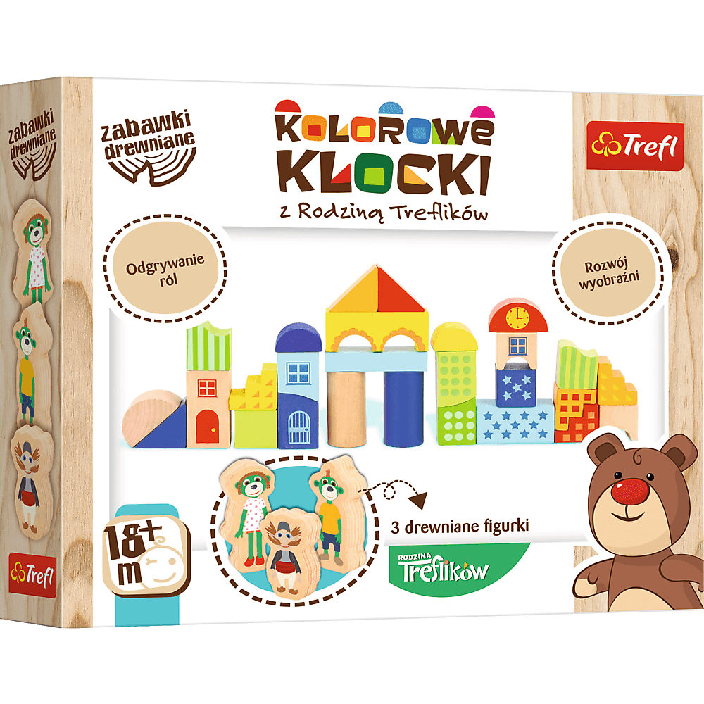 Klocki drewniane z Rodziną Trelików 30 elementów 61348