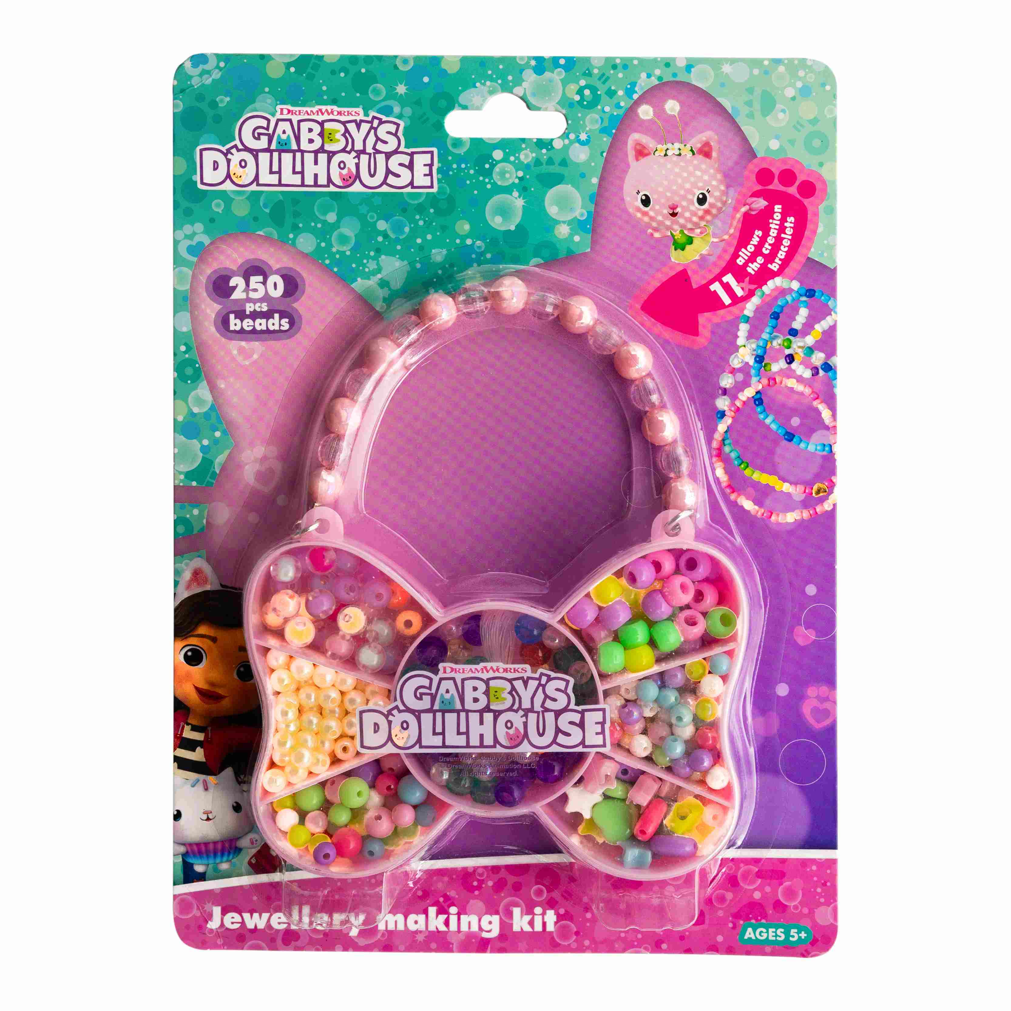 Zestaw koralików Gabby's Dollhouse Motyl 250 szt. + 2m gumki