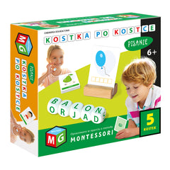Montessori zabawka edukacyjna kostka po kostce  pisanie 5 kostek
