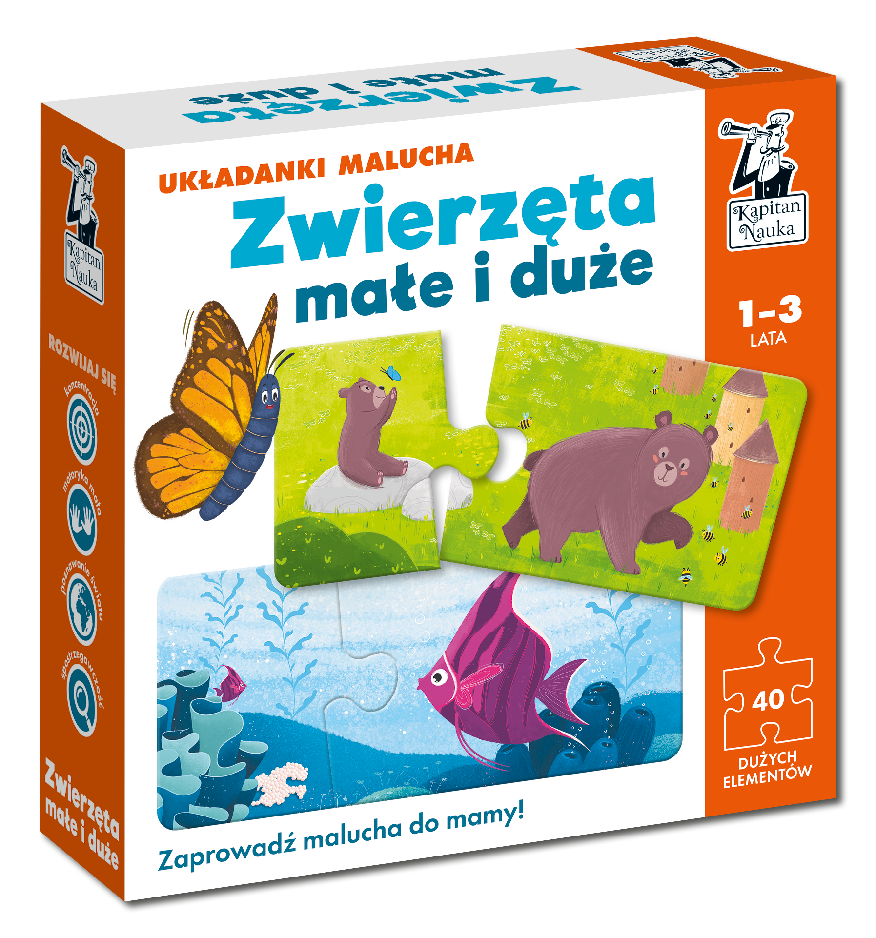 Puzzle Zwierzęta małe i duże Układanki malucha Kapitan Nauka