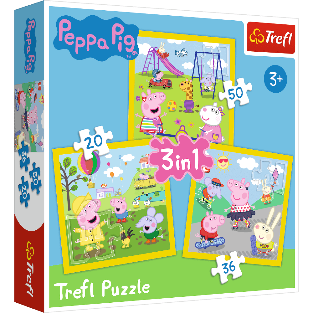 Puzzle 3w1 (20,36,50) Wesoły dzień Peppy 34849