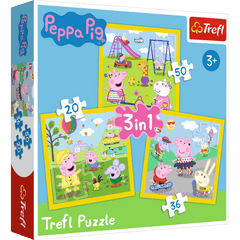 Puzzle 3w1 (20,36,50) Wesoły dzień Peppy 34849