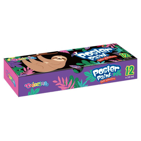 Farby plakatowe Colorino Wildkid 12 kolorów 20 ml