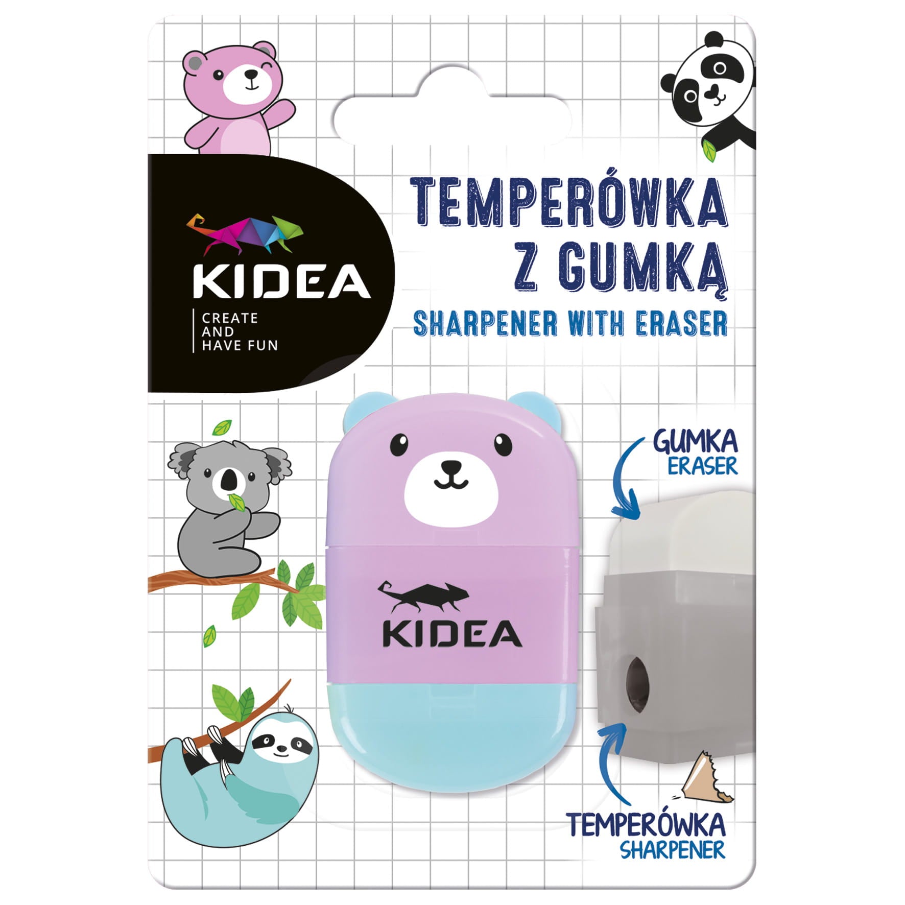 Temperówka z gumką Kidea misie mix 1 sztuka