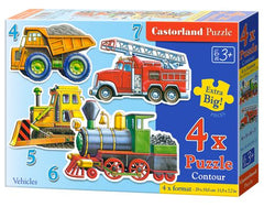 Puzzle 4w1 (4,5,6,7) maxi Pojazdy B-04256