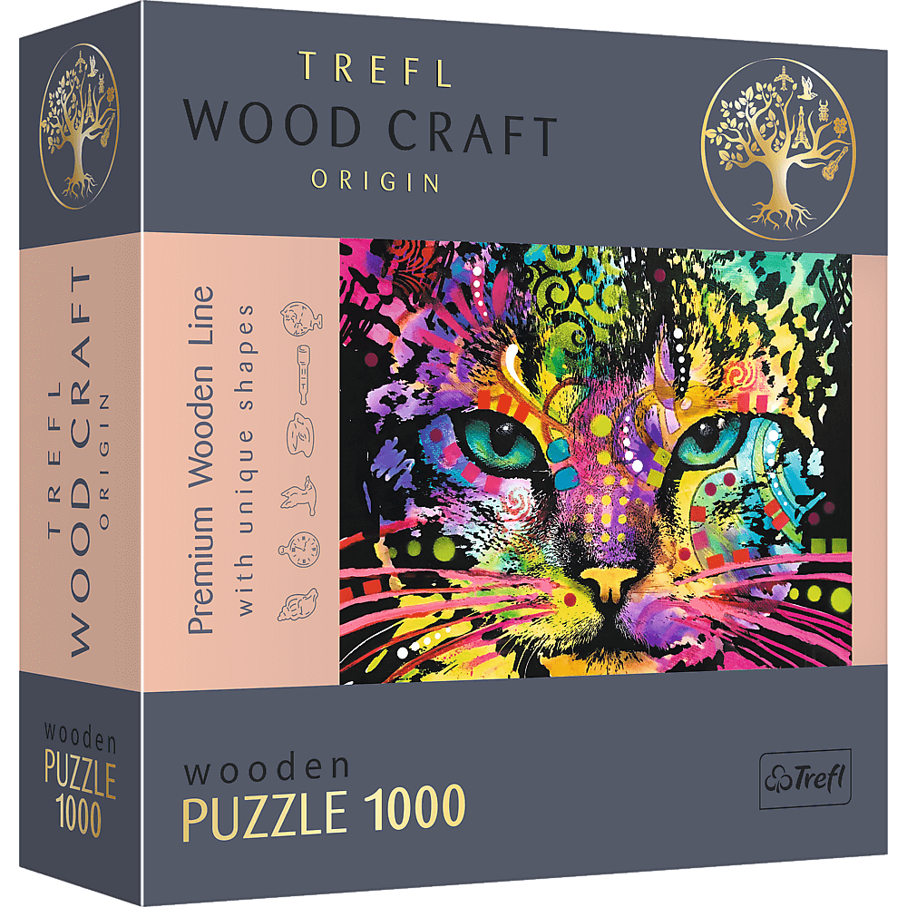 Puzzle 1000 drewniane Kolorowy kot 20148
