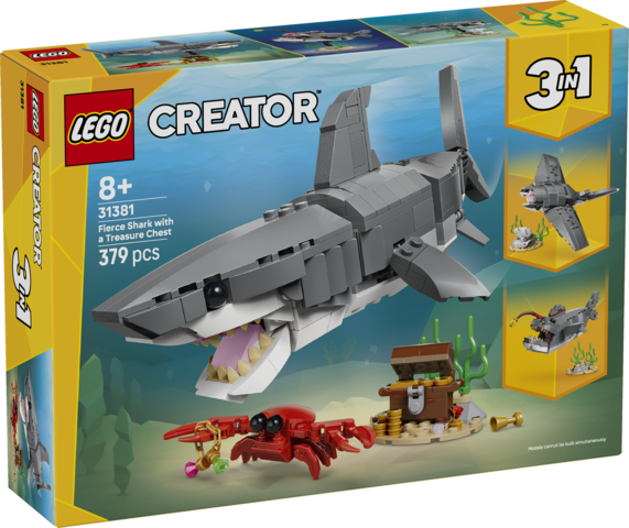LEGO Creator 3w1 Groźny Rekin i skrzynia ze skarbem 31381