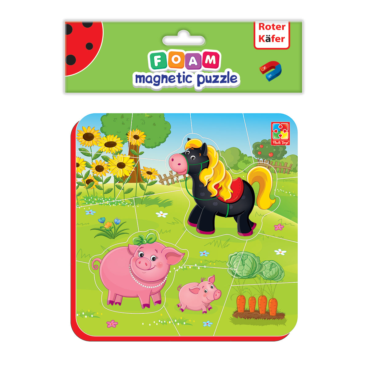 Puzzle piankowe magnetyczne Zwierzęta na farmie RK5010-06
