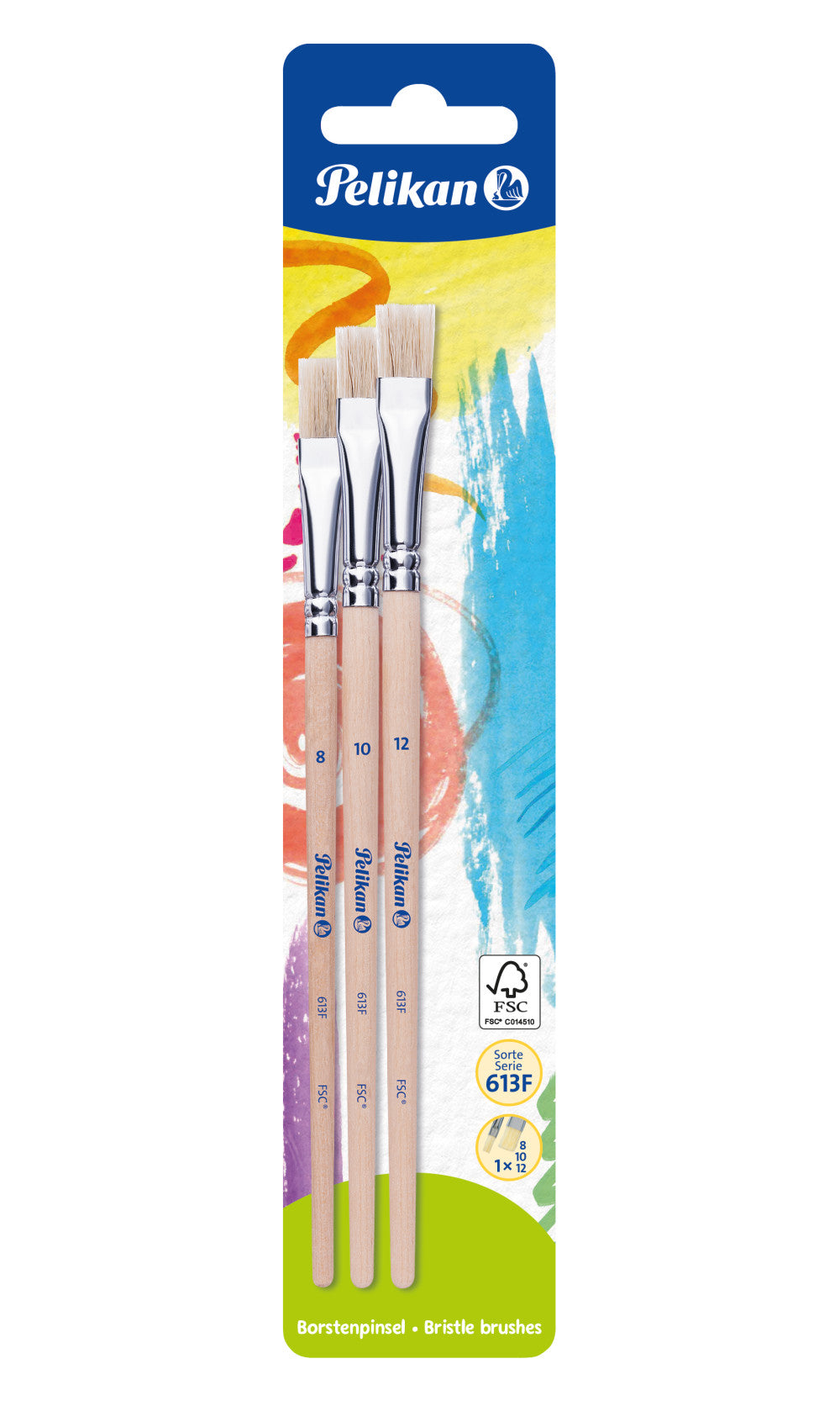Pędzel płaski 613f (8,10,12) 3 szt. Pelikan