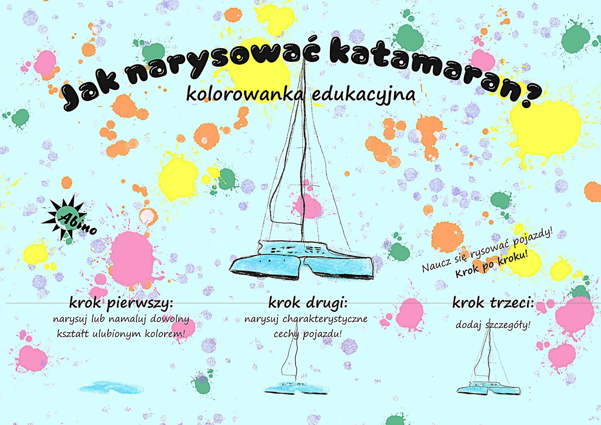 Kolorowanka edukacyjna Jak narysować Katamaran?