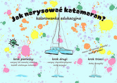 Kolorowanka edukacyjna Jak narysować Katamaran?