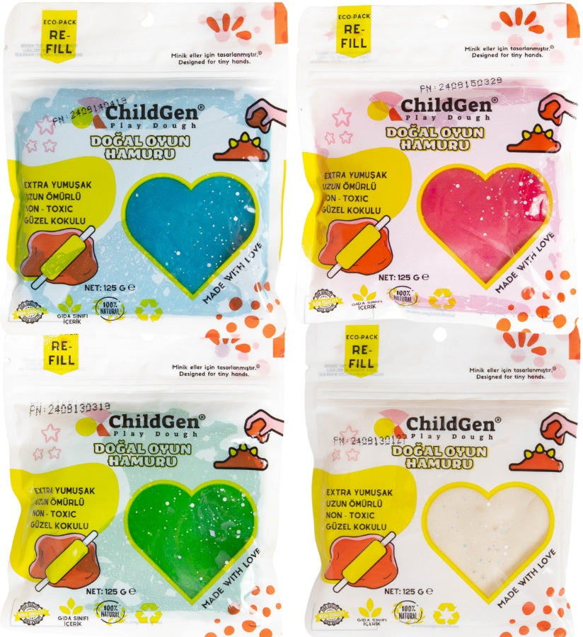 Naturalna ciastolina brokat eko-pack 4 kolory